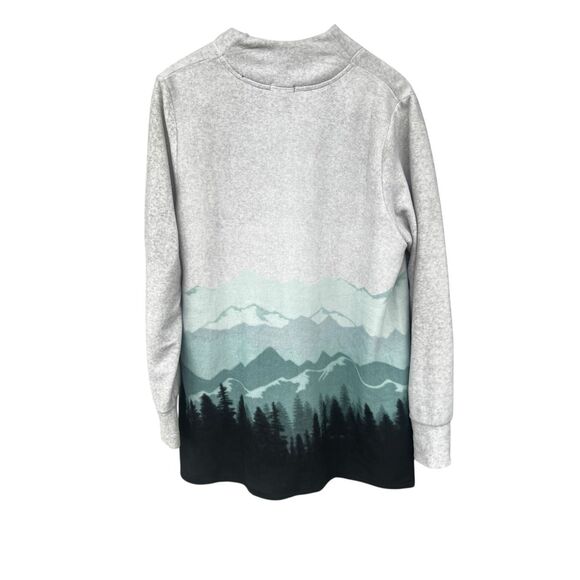 Cuddl Duds Large Fleecewear Stretch Button Front Cardigan mountain landscape - Picture 3 of 7